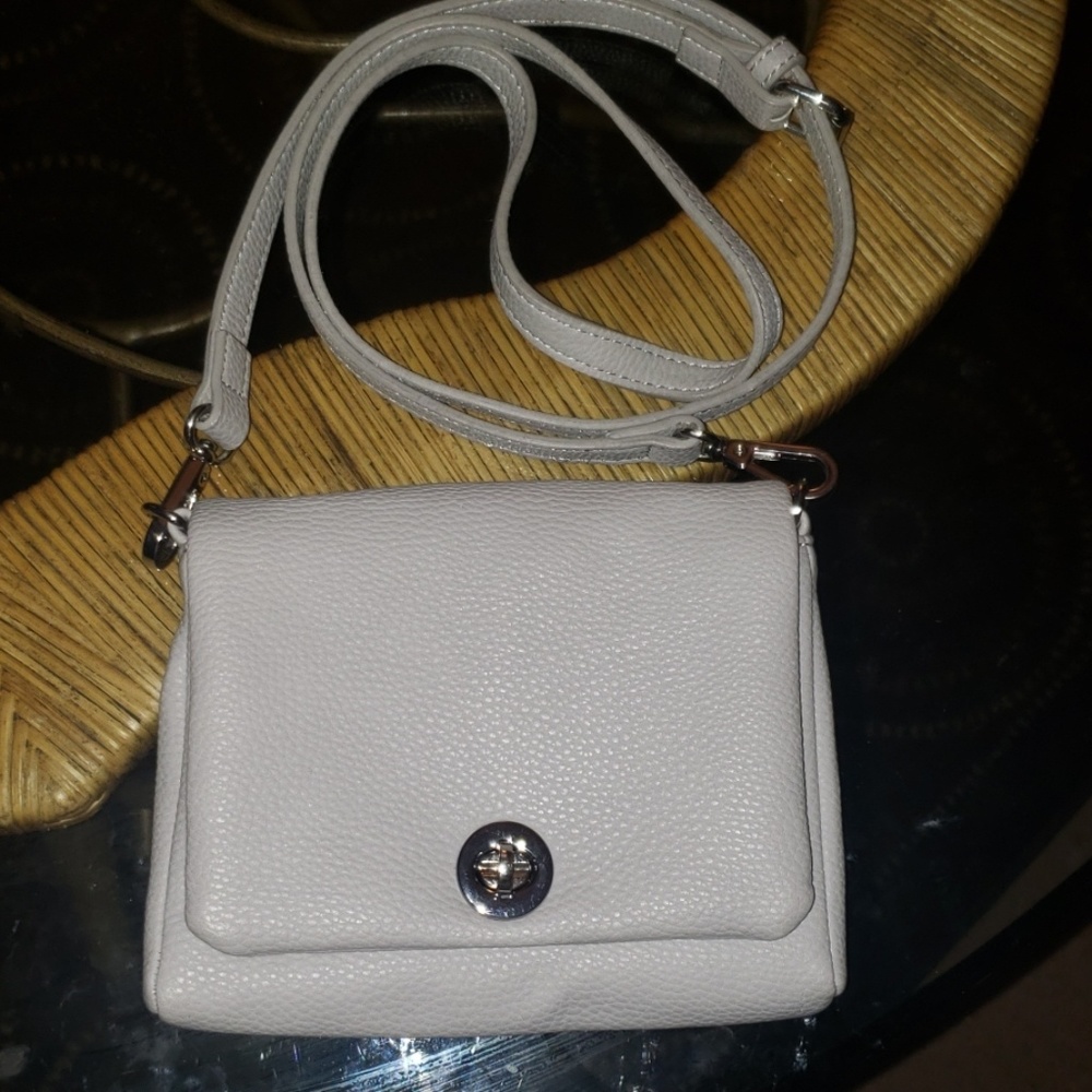 Grey leather crossbody bag